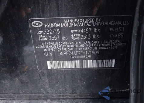 2015 Hyundai Sonata Se from USA, damaged, VIN 5NPE24AF7FH171608